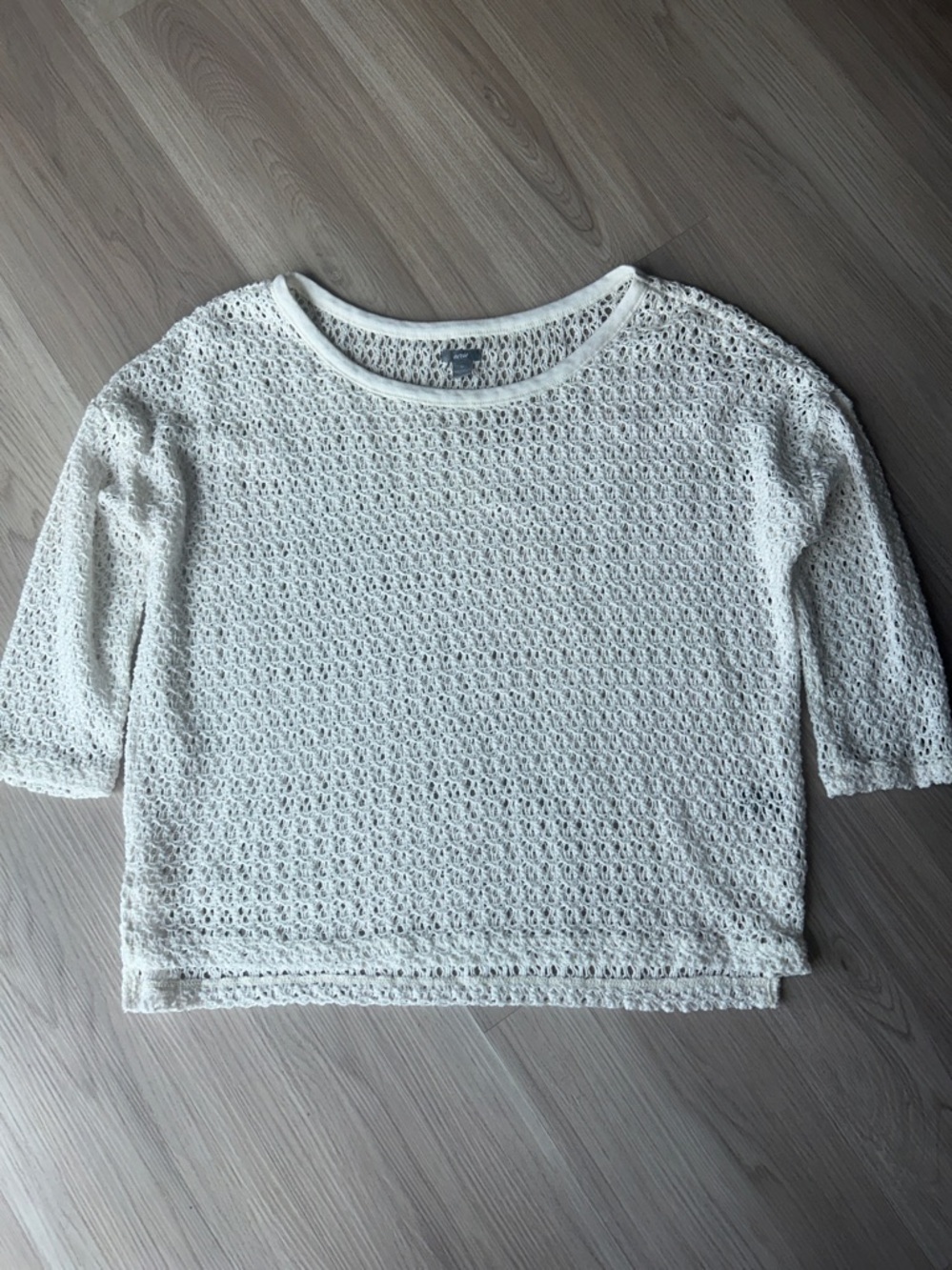 Aerie Crochet Knit Top M White Lightweight Lagenlook Relaxed Boxy Vintage